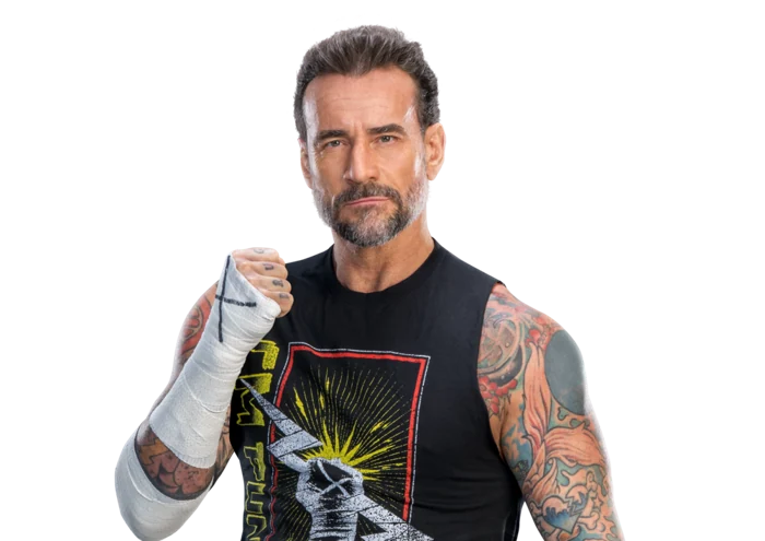 CM Punk posing for his WWE portrait